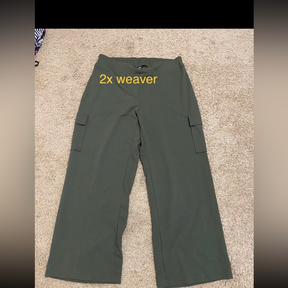 Olive Green Wide-Leg Pants